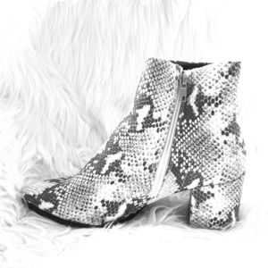 Snakeskin leather booties